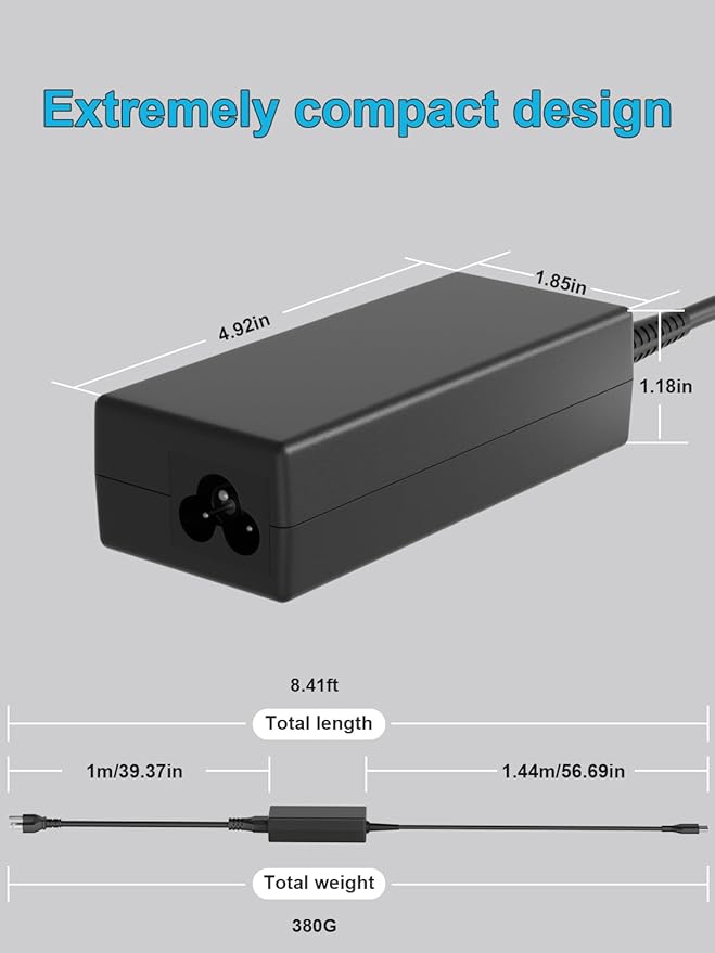 100W USB C Universal Laptop Charger Fit for HP Lenovo Dell Acer Asus Toshiba Geteway Samsung MacBook IBM Fujitsu Sony LG MSI Notebook Ultrabook Chromebook Computer AC Adapter Power Cord