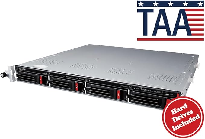 BUFFALO TeraStation 3430RN 4-Bay 16TB (2x8TB) Rackmount Small-Med Business NAS w/Hard Drives Included