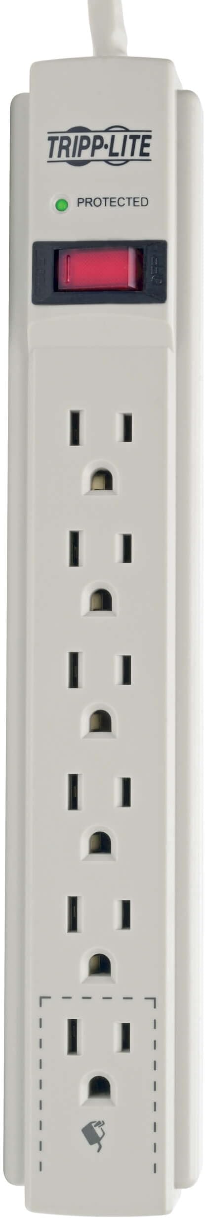 Tripp Lite 6 Outlet Surge Protector Power Strip, Extra Long Cord 15ft, & $20,000 Insurance (TLP615) Gray