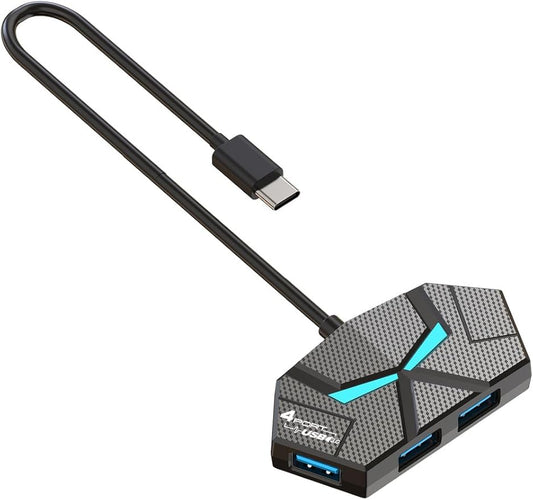 USB Hub 2.0, Multi-Port USB Hub,USB Extender with Extra Power Port for Laptop, PC, Xbox, Gamepad,Flash Drive, HDD, Console, Printer, Camera,Keyborad, Mouse,USB Fan (4-Port USB C 2.0)