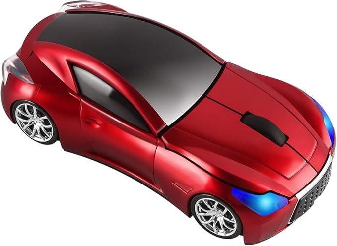elec Space Cool Sport Car Shape 2.4GHz Wireless Mouse Optical Cordless Mice with USB Receiver for PC Laptop Computer 1600DPI 3 Buttons