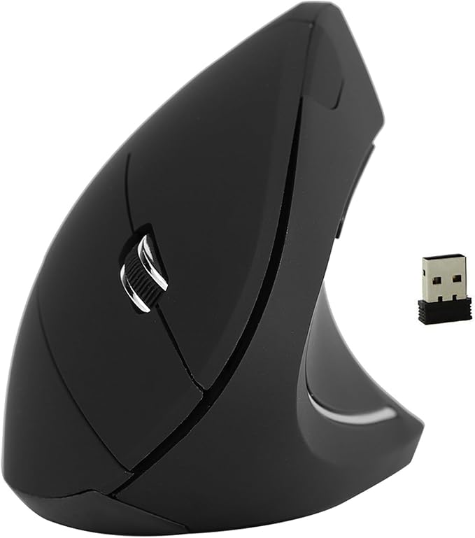 Goshyda 2.4GHz Ergonomic Vertical Gaming Mouse, High Control, and Feeling, Long Time Use with 800 1200 1600 DPI, 10m Distance (Black)