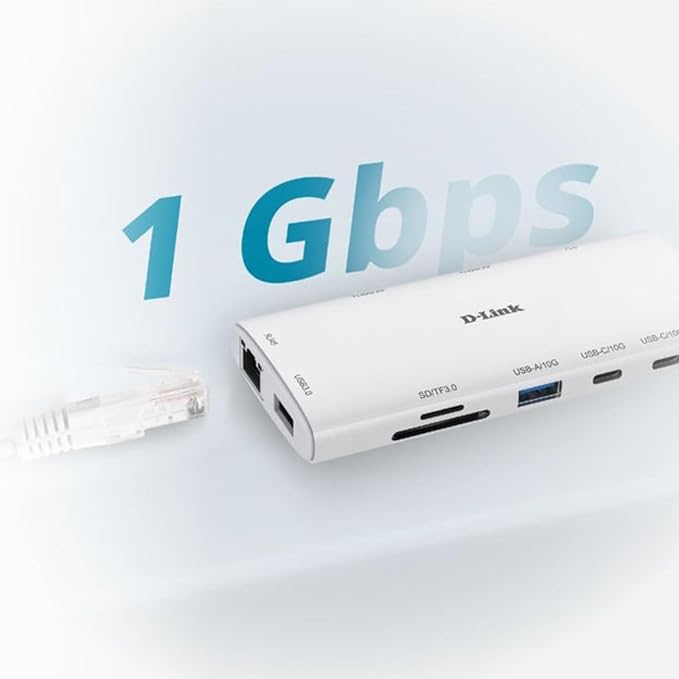 D-Link 10-in-1 USB-C Hub, Max 100W Power Delivery, Dual 4K HDMI Ports, 2 x USB-C & 2 x USB-A Data Ports, Ethernet and SD Card Slots for Dell Laptop, ThinkPad, and More (DUP-A01)