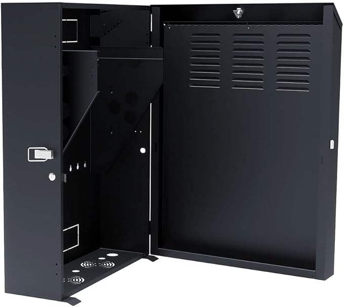 NavePoint 6U Vertical Server Rack Enclosure, Low Profile, 27.5" Deep, Max Weight Capacity 132lbs - 6U Network Cabinet Vertical Wall Mount, Perforated, Black