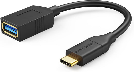 CableCreation 2-Pack USB Female to USB C Adapter 0.5FT/0.15m, Braided USB C to USB A Female Adapter OTG 5Gbps Data, USB A to C Cable for MacBook Pro Air, Galaxy S22, S22 Ultra, S20 etc, Black