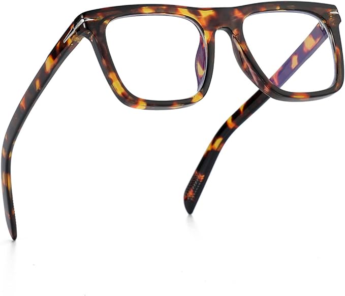 NIDOVIX Trendy Square Blue Light Blocking Glasses for Men Women, Fashion Frame Non-prescription Computer Glasses (Tortoise)