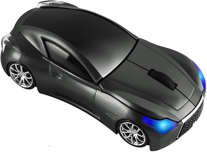 elec Space Cool Sport Car Shape 2.4GHz Wireless Mouse Optical Cordless Mice with USB Receiver for PC Laptop Computer 1600DPI 3 Buttons