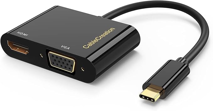 CableCreation [10Pack USB C to HDMI VGA Adapter, Type C to VGA to USB C Thunderbolt 3 for Dual Monitor Adapter Compatible with iPhone 15 Plus/15 Pro Max, MacBook Pro 2020, Yoga 910, Surface Go