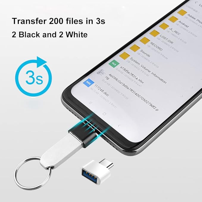 USB C to USB Adapter 4 Pack, USB Female to USB C Male OTG Adapter, USB Type C Adapter Compatible with MacBook Pro, iPhone 17/16/15, Samsung Galaxy, iPad, Type-C Phones, Laptops, Tablets (White)