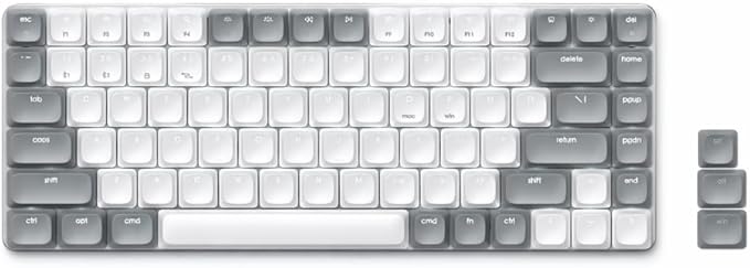 Satechi SM1 75% Mechanical Keyboard for Mac and Windows, LED Backlit Bluetooth Keyboard, 84 Keys Compact Wireless, Gaming, for Mac and Windows - Light Gray/White