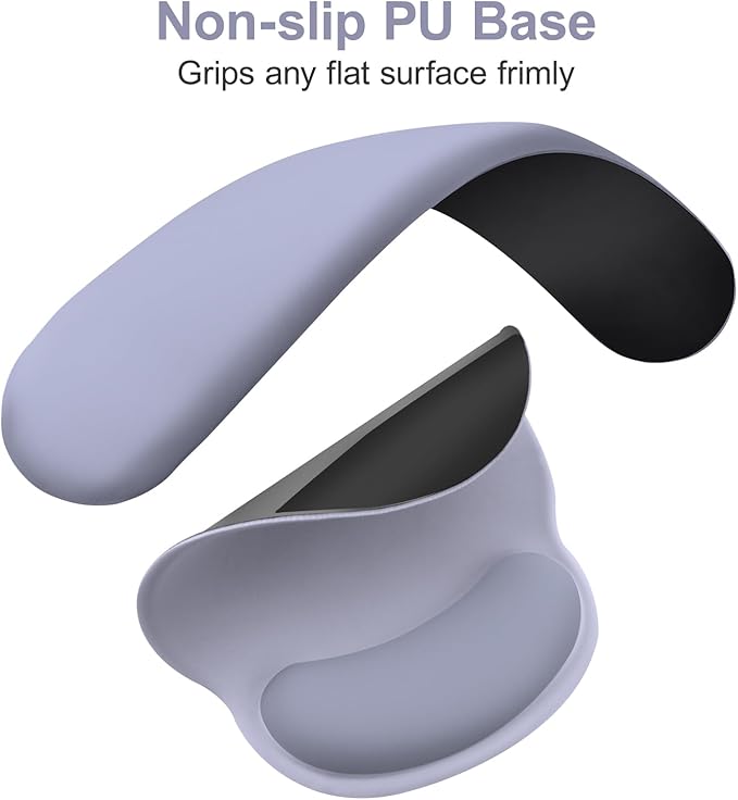 MOSISO Wrist Rest for Keyboard Mouse Pad Set, Large Gaming Deskpad&Circle Curved Mousepad&Keyboard Wrist Rest&Coaster, Ergonomic Non-Slip Mousepad&Easy Typing Pad with Silicone Lining, Lavender Gray