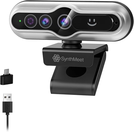 Windows Hello Webcam, 2K 30FPS, 5MP 84°FOV USB Webcam with Noise-reducing Mic, Facial Unlocked, Built-in Privacy Cover, Plug and Play, Wide Compatibility for Personal Meetings, Video Calls