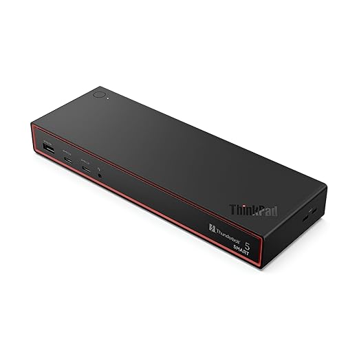 Lenovo ThinkPad Thunderbolt 5 Smart Dock 7500, 120Gbps Data Transfer, 180W Power Delivery, Multiple Display Support, 2.5Gbps Ethernet, Black