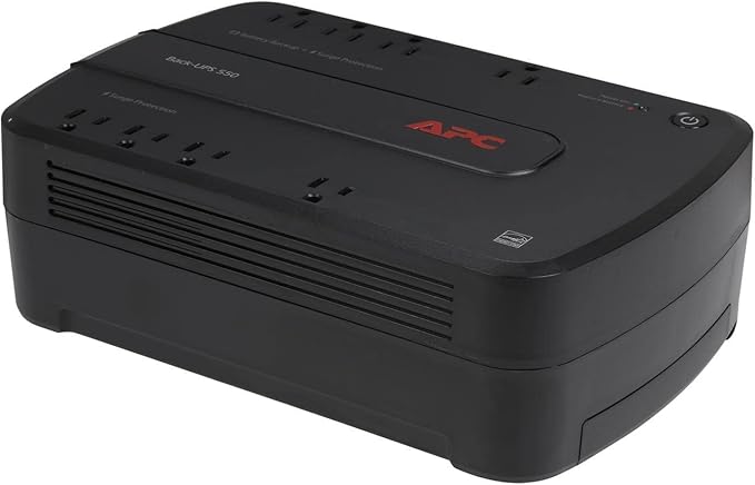 APC Back-UPS 550VA / 330W Battery Backup & Surge Protector, 8 Outlets, RJ45 Ethernet Protection, BE550G Uninterruptible Power Supply for Computers, Wireless Routers, and Home Office Electronics