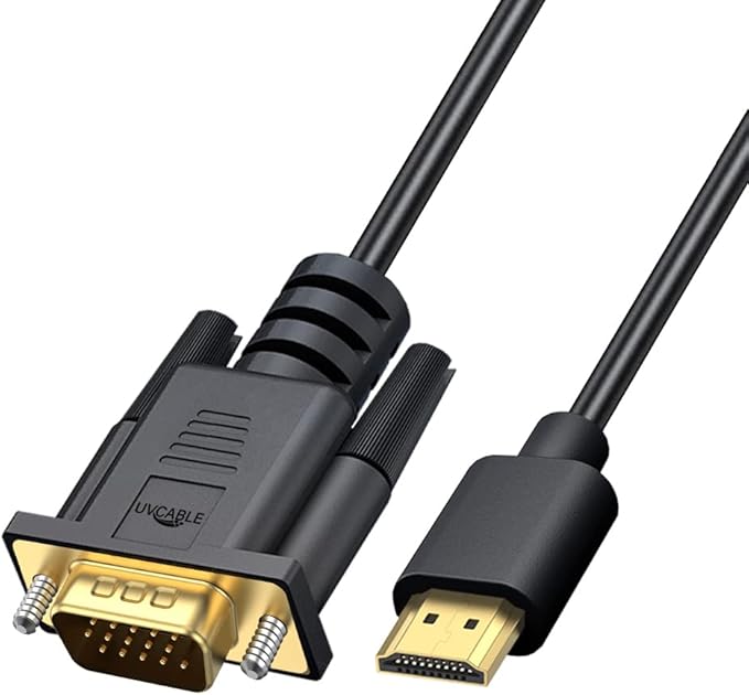 HDMI to VGA Cable Adapter, Gold-Plated 6 Feet HDMI to VGA Male to Male Cord for Computer, Desktop, Laptop, PC, Monitor, Projector, HDTV, and More (NOT Bidirectional)