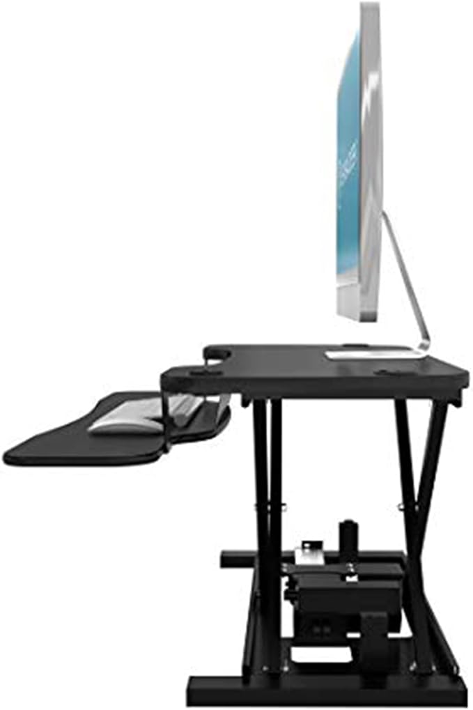 VERSADESK® PowerPro™ 40" Electric Standing Desk Converter - Adjustable Height Desktop Riser with USB Charging Outlet & Detachable Keyboard Tray - Holds 80 lbs Large & Small Items | Black