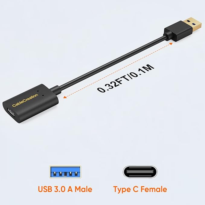 CableCreation USB C Female to USB Male Adapter, 5Gbps USB3.1 to USB C Adapter for Laptops Logitech StreamCam, etc