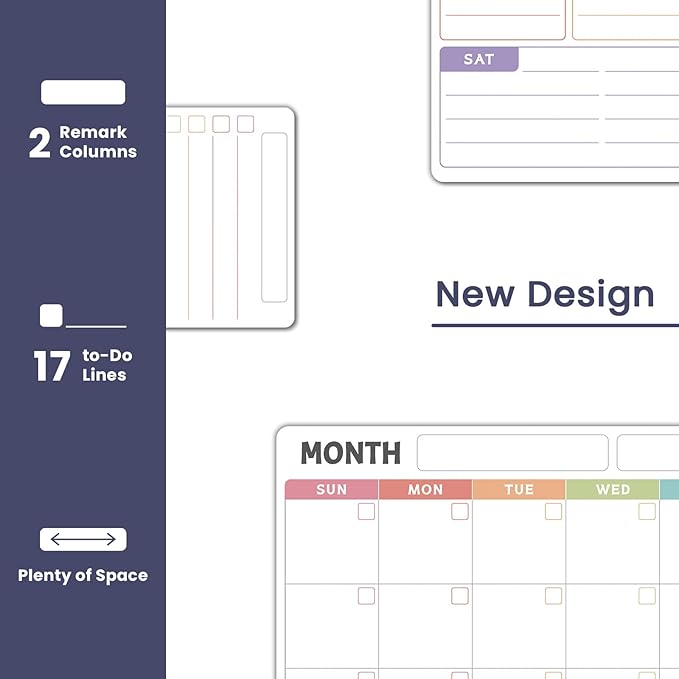 Magnetic Dry Erase Refrigerator Calendar, Dry Erase Calendar White Board Set for Fridge - Magnetic Monthly & Weekly Planner with List Board, 4 Markers + Eraser