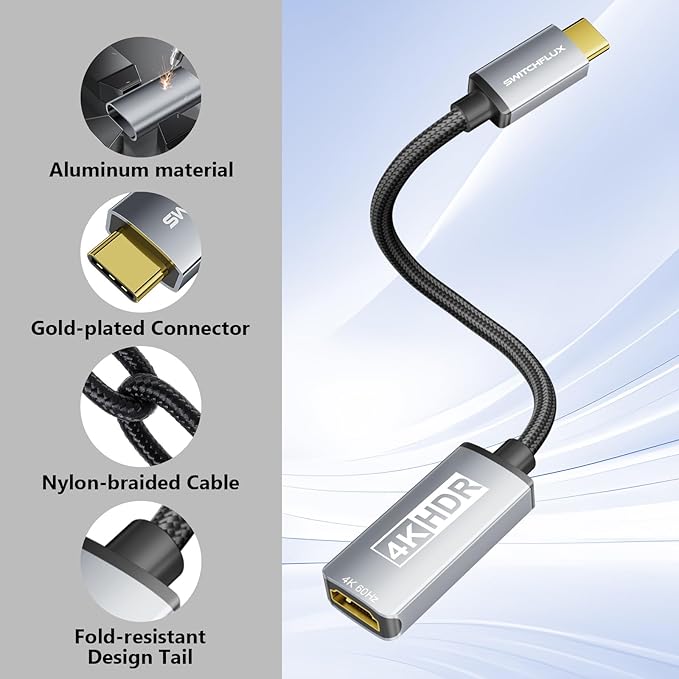 2 Pack USB C to HDMI Adapter (4K 60Hz), USB Type C to HDMI Cable Adapter [Thunderbolt 3/4/5 High Speeds] Converter Compatible with iPhone 15/16, MacBook Pro/Air, iPad, Galaxy S24/S23