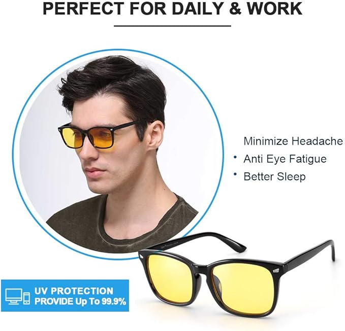 Cyxus Blue Light Glasses Men Women Reduce Eye Strain UV Blocking for Office Work Computer Screen 8082