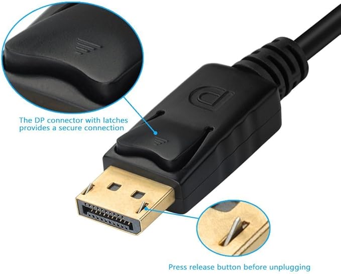 CableDeconn Multi-Function Displayport Dp to HDMI/DVI/VGA Male to Female 3-in-1 Adapter Converter Cable