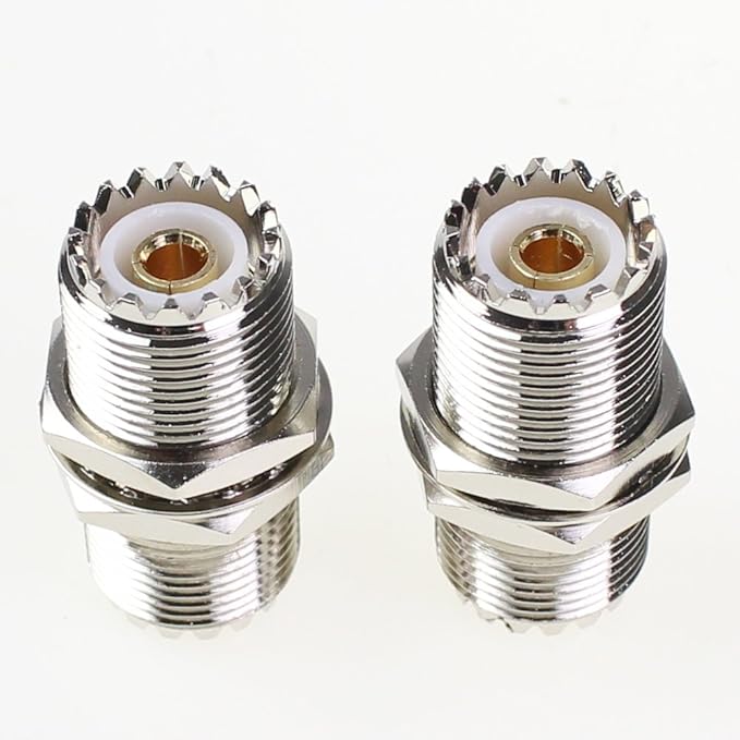 UHF Connector Female Nut Bulkhead Panel Mount to SO239 Jack Coaxial Coax Cable Adapter Plug for PL-259 (Pack 4Pcs)