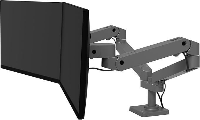 Ergotron – Upgraded LX Pro Premium Dual Monitor Arm, VESA Desk Mount – for 2 Monitors Up to 27 Inches, 4 to 20 lbs Each – Dark Grey