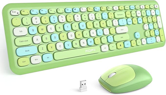 MOFII Wireless Keyboard and Mouse Combo Silent, Slim Compact 2.4G USB Full Size Wireless Mouse and Keyboard Combo, Cute 110 Keys for PC, Notebook, MacBook, Tablet, Laptop, Windows System