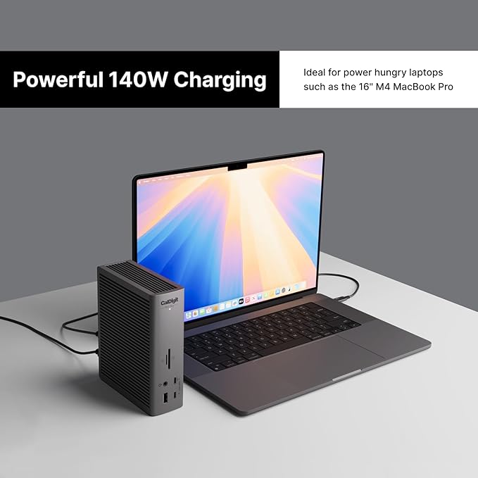 CalDigit TS5 Plus - Thunderbolt 5 Dock - 20 Port,10GbE, 140W Dedicated Host Charging, Thunderbolt 5 x3, USB 10Gb/s x10, Dual USB Controllers, Up to Dual 8K 60Hz Displays, 1.0m Braided Cable, 330W PSU