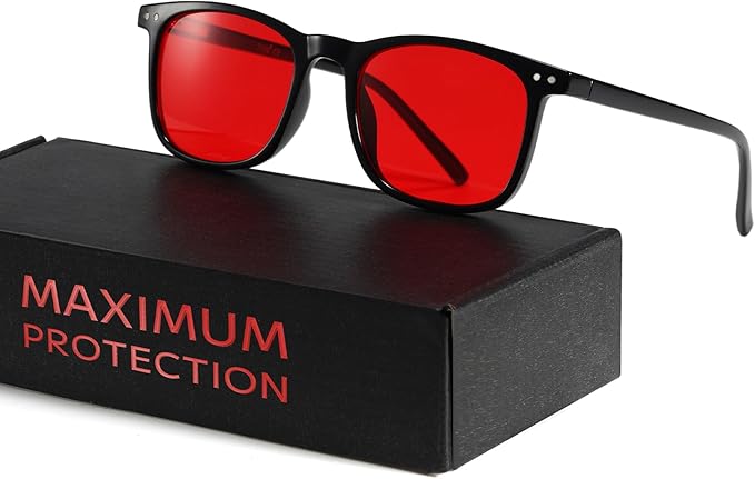 TIJN Sleep Glasses Blue Green Light Blocking Dual AR Coatings Amber Lens for Computer Gaming Screen Fatigue & UV Protection