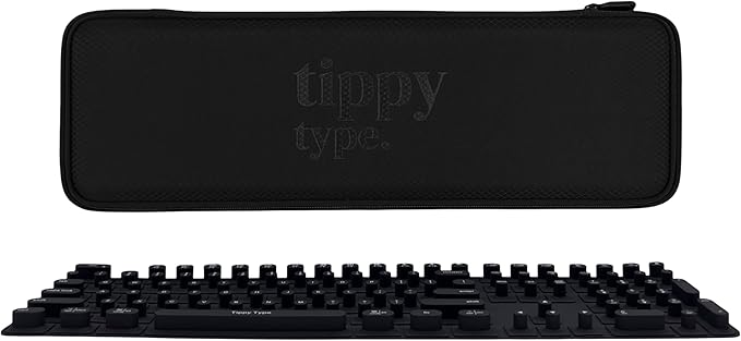 TIPPY TYPE Raised Keyboard Cover for Long Nails – Fits Logitech MX Keys S Full-Size Keyboard - Silicone - The Original - Comfortable Typing, Quiet, Nail Protection (Matte Black)