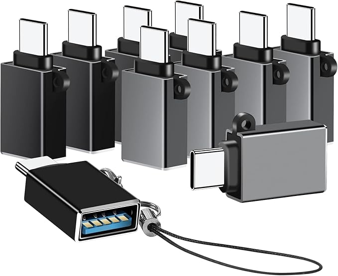 USBC to USB Adapter 10 Pack,USB C to USB3.1,Type C Male to USB Male OTG Adapter,USBC Adapters for iPhone 17 16 15,MacBook Pro Air,iPad,Samsung Galaxy and More Type C Devices