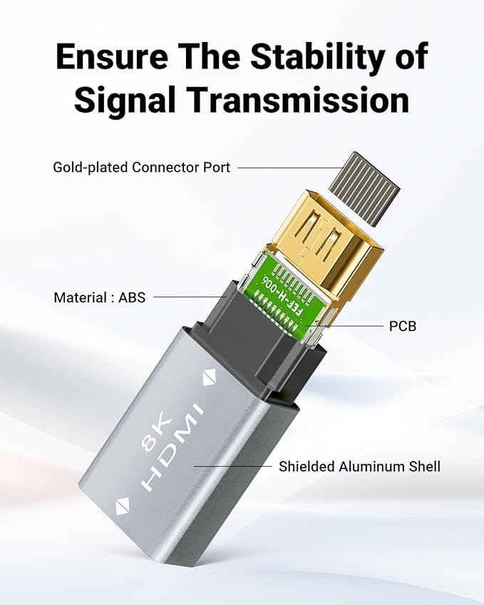 VCELINK HDMI Coupler 8K, HDMI 2.1 Female to Female Extension Adapter to Extend 2 Short Cables, Support 8K@60Hz / 4K@120Hz 120UHD, 3D, HDR, ARC Compatible with Laptop, PC, Monitor, Roku TV, 2 Pack