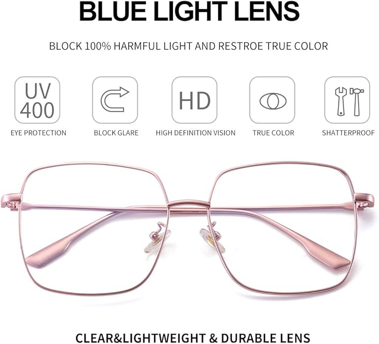 Dollger Blue Light Blocking Glasses women Anti Glare UV Filter Computer Gaming Glasses Retro matal square Eyeglasses Frame
