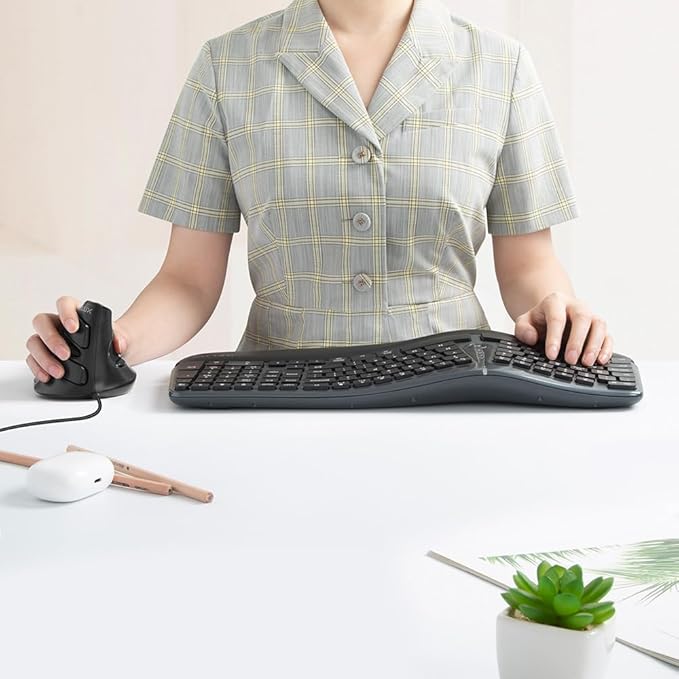 DELUX Wired Ergonomic Vertical Mouse, Vertical Mouse for Medium Hands, Removable Wrist Rest, Silent Click Ergo Mouse, Up to 4200 DPI, 6 Programmable Buttons, Compatible with Laptop/PC (M618XU-White)