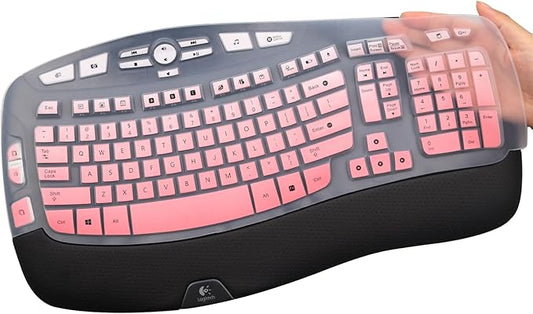 Keyboard Cover for Logitech K350 Wireless Wave & MK570 MK550 Wireless Keyboard, Logitech K350 MK550 MK570 Keyboard Accessories Protective Skin-Rainbow