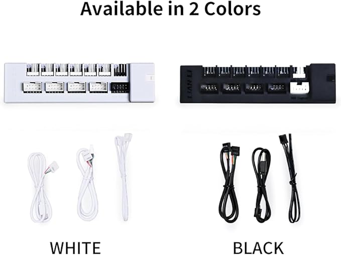 Lian Li Universal USB & PWM Fan Hub, Fan Controller with 4 USB Headers - 6 Fan Ports - Magnetic Mounting - 5V/4PIN - PSU/Motherboard Universal Case Compatibility - White (EG-HUB01W)