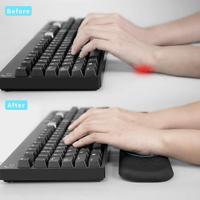 Vaydeer Keyboard Wrist Rest, Large Full Keyboard Support Pad, Memory Foam Hand Cushion for Desk, Ergonomic Computer Laptop Typing, Office Gaming Palm Arm Carpal Tunnel Pain Relief(17.32inch, Black)