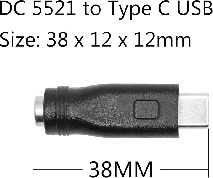 6Pcs DC 5.5mm x 2.1mm to USB Adapter, 5V DC 5521 Female to Type C & Micro & Mini USB Male Plug Convert Connector Power (Mixed)