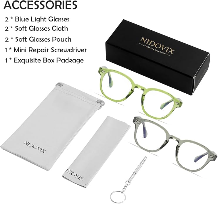 NIDOVIX Retro Round Blue Light Blocking Glasses for Men Women, Vintage Frame Non-prescription Computer Reading Eyeglasses