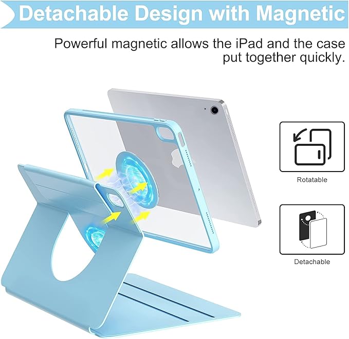 Vertical Keyboard Case for iPad Air 11inch 2025(M3)/2024(M2)/Air 5/4 with Mouse, Rotating Case aslo for iPad Pro 11 with Keyboard Mouse Combo, Magnetic-Lavender