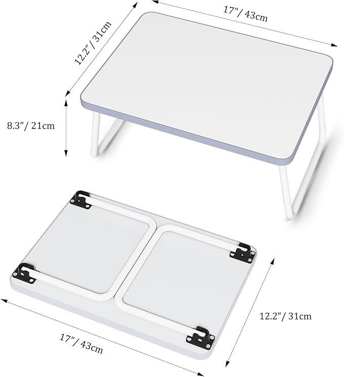 Lap Desks Laptop Tray for Bed or Couch, Breakfast Serving Tray with Folding Legs,Portable & Lightweight Mini Table, Laptop Stand for Working, Reading and Writing,White