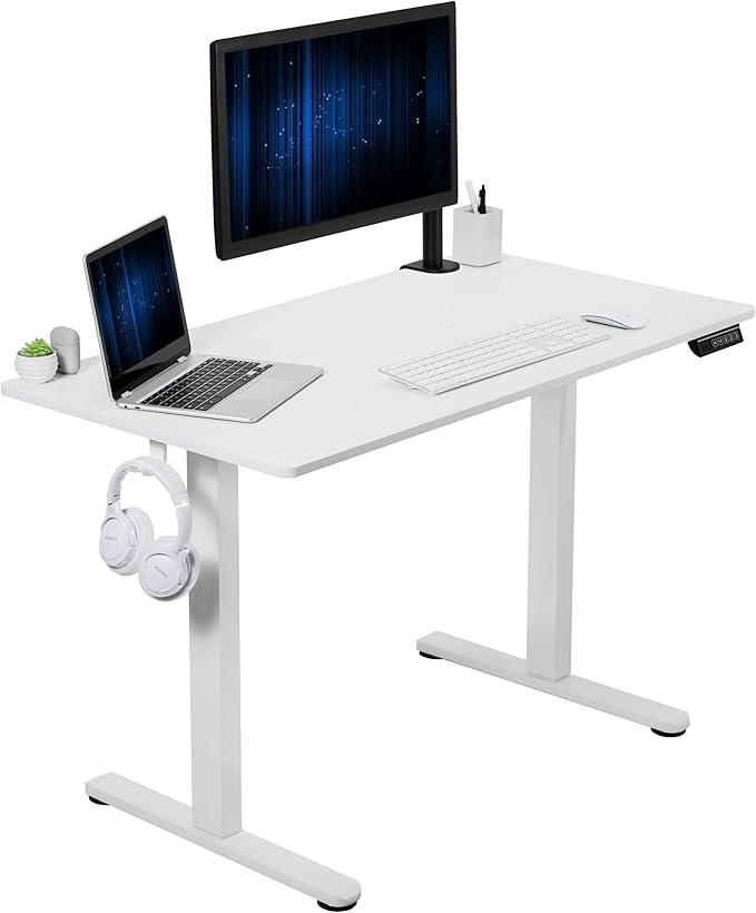 VIVO Electric 44 x 24 in Standing Desk, Memory Height Adjustment, White Top White Frame, DESK-E144W
