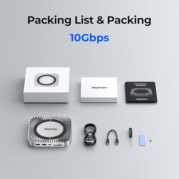 Mac mini M4 Dock, Aluminum Stand and HDMI Hub for Mac mini M4 and M4 Pro 2024 with M.2 NVMe/SATA SSD Enclosure, 4K60Hz HDMI,10G USB A/C, 5G USB A*2, USB-C Charge, SD/TF, Audio