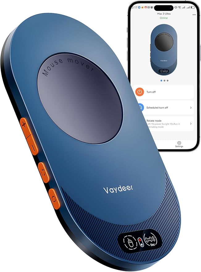 Vaydeer Air 3 Ultra Mouse Mover with APP, Ultra Slim Mouse Jiggler with Timer Function, Undetectable & Noiseless, Simulates Realistic Mouse Movement, Driver-Free, Keeps PC Active (Dark Purple)