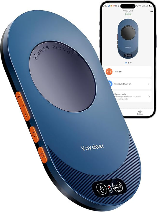 Vaydeer Air 3 Ultra Mouse Mover with APP, Ultra Slim Mouse Jiggler with Timer Function, Undetectable & Noiseless, Simulates Realistic Mouse Movement, Driver-Free, Keeps PC Active (Dark Purple)
