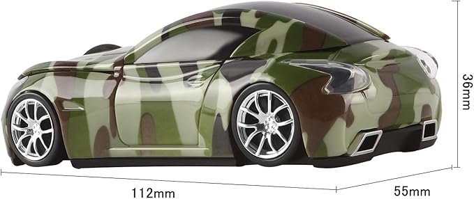 elec Space Cool Sport Car Shape 2.4GHz Wireless Mouse Optical Cordless Mice with USB Receiver for PC Laptop Computer 1600DPI 3 Buttons