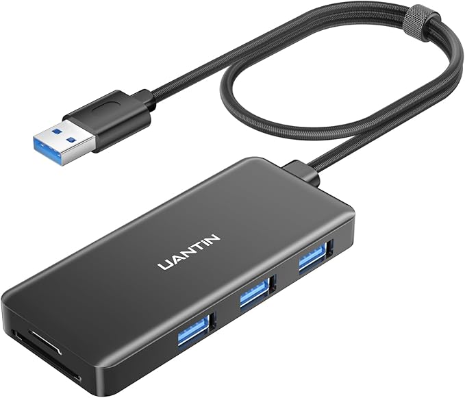 USB Hub for Laptop | 5-Port USBA Splitter with 3*USB-A 3.0 and SD/TF Card Reader 2FT Braided Nylon Cable, Multi-Port USB Extender for PC, MacBook, Mac mini, Surface, Desktop