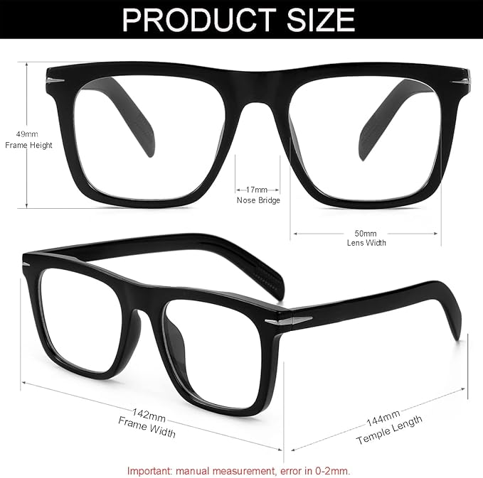 NIDOVIX Trendy Square Blue Light Blocking Glasses for Men Women, Fashion Frame Non-prescription Computer Glasses (Black+Brown)