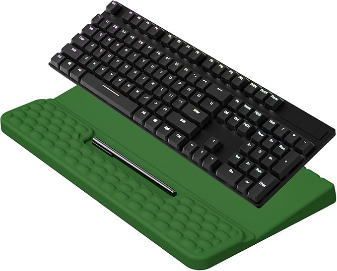 Keyboard Stand with Wrist Rest, Computer Keyboard Pad with Wrist Support, Ergonomic Keyboard Riser Holder Lift Tray, Soft Memory Foam Desk Wrist Pad for Office, Home, School - Green